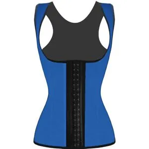 Ohyeah 4 Steel Bones Latex CorsetVest Waist Cincher Body Shaper Blå S