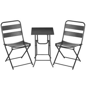 Svart Trädgårdsbistroset med Bord och Stolar