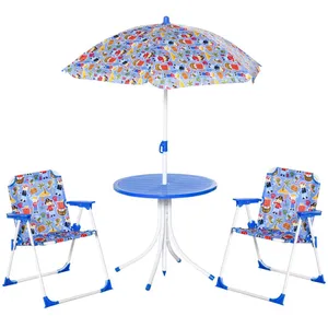 Barnsittgrupp med Bord, Stolar & Parasoll, Blå