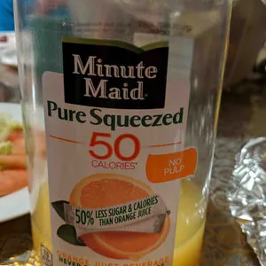 Orange juice beverage, no pulp