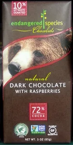 Natural dark chocolate with raspberries