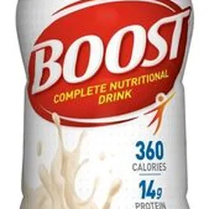 Boost plus complete nutritional drink very vanilla bottle