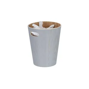 Ljusgrå papperskorg i trä