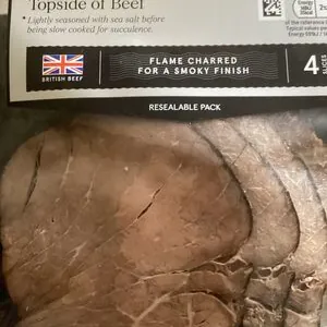 Topside of beef slices