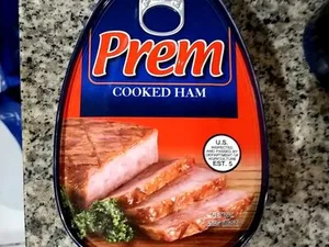 Cooked ham in can