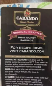 carando bratwurst sausage