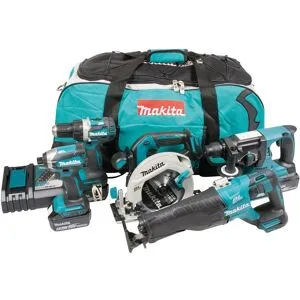 Makita Kombikit LXT 18V DLX5032T med 5 verktyg, inkl. 3st 5Ah-batterier &amp; väska