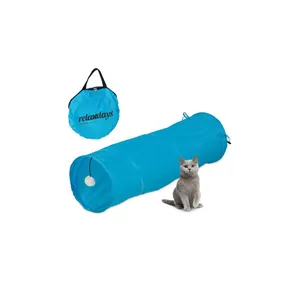 Hopfällbar katttunnel med leksaker