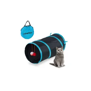 Hopfällbar katttunnel med leksaker