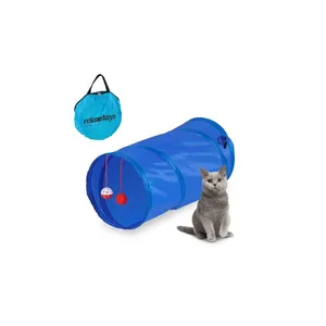 Hopfällbar katttunnel med leksaker