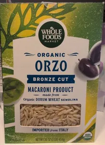 Whole foods market, organic orgo, macaroni product
