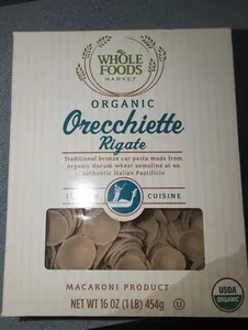 Whole foods market, organic orecchiette regate macaroni