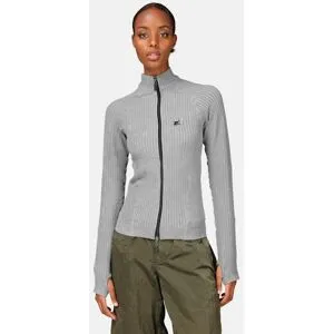 iets frans Ribbad zip-tröja med tumhål Female M Grå