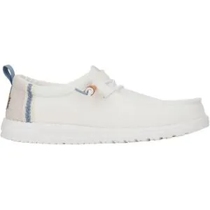 HEY DUDE Wally Summer Linen Herr, 43, White/Stone Grey