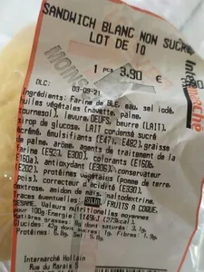 Sandwichs blancs non sucrés