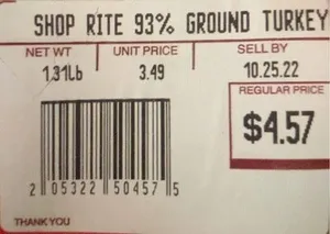 Shop Rite 93% Ground Turkey