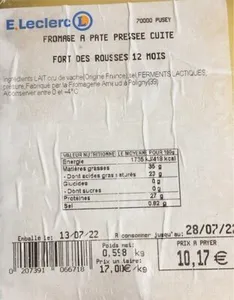 Fromage a pate pressee cuite comte