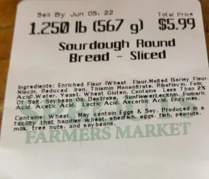 Sourdough round bread sliced