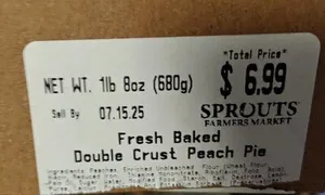 Fresh Baked Double Crust Peach Pie