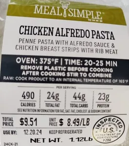 Meal Simple Chicken Alfredo Pasta