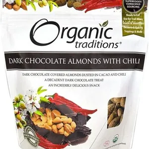 Dark chocolate almonds with chili