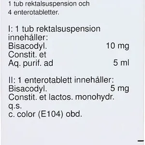Toilax enterotablett och rektalsuspension 5 mg + 10 mg/5 ml