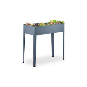 Metallupphöjd planteringslåda i grått