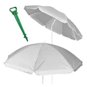 Strandparasoll stort UV-skydd grått