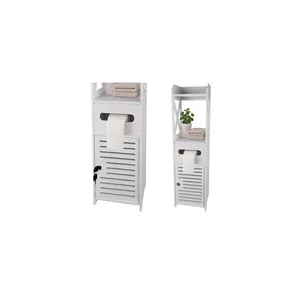 Badrumsskåp med lås, Toalettpappershållare – Vit