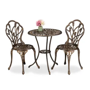 3-delad Floral Bistro Set – Bord och stolar för uteplats