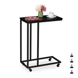 C-format sidobord med hjul – metall & MDF