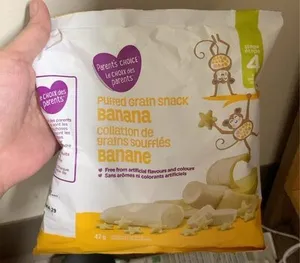 Puffed grain snack banana