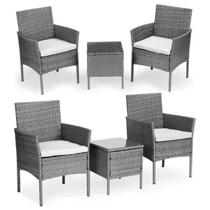 Trädgårdsmöbelset med rottingliknande finish – Bord och stolar Grå MultiGarden