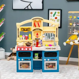 69-delat barnkök inklusive tillbehör, lekkök med ljus, ånga, musik och ljud, blå