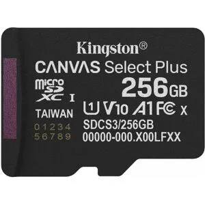 Kingston Canvas Select Plus - Flash-minneskort - 256 GB - A1 / Video Class V10 / UHS-I U1 / Class10 - mikroSDXC UHS-I