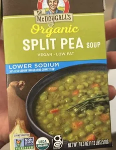 Organic split pea lower sodium soup