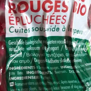 Betteraves rouges Bio épluchées cuites sous vide à la vapeur