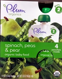 Spinach, peas & pear