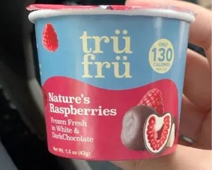 Natures rasberry in chocolate Tru fru