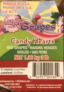 Candy hearts red grapes