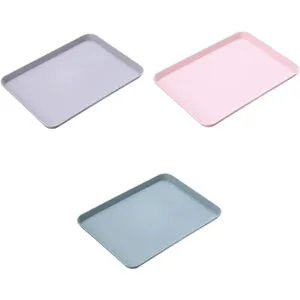 3 st Nordic Rektangulära Tekoppar Plastbricka Hemkök Frukt Dessertbricka Liten