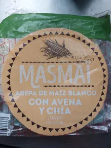 Arepa de maíz blanco con avena y chia