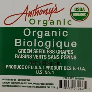 Organic Green Seedless Grapes