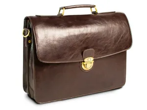 Portfölj i läder - Mörkbrun