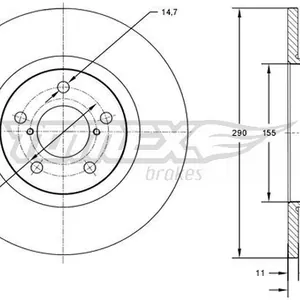 Bromsskiva TOMEX brakes TX 72-86
