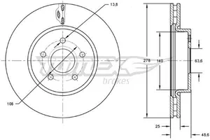 Bromsskiva TOMEX brakes TX 73-02