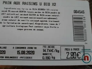 Pain aux raisins U bio