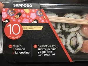 6 nigiris, 6 california roll