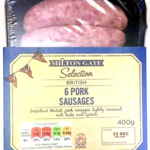 6 pork sausages