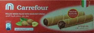 Rolled wafer filled with hazelnut cream